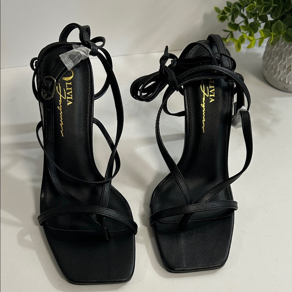 Valia Sophisticated Black Strappy Heels - Picture 3 of 11